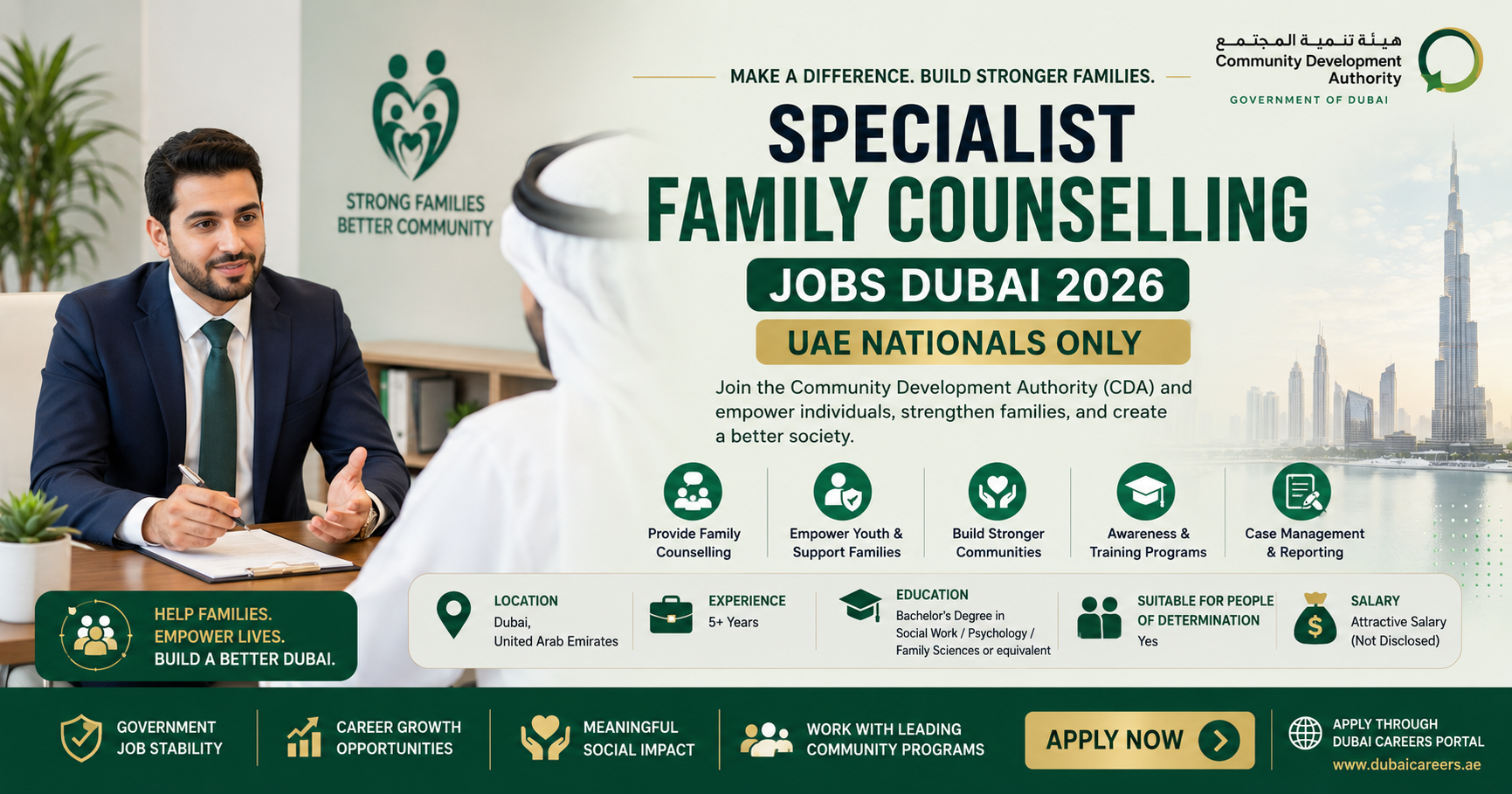 Powerful Specialist Family Counselling Jobs Dubai 2026 | UAE Government Careers