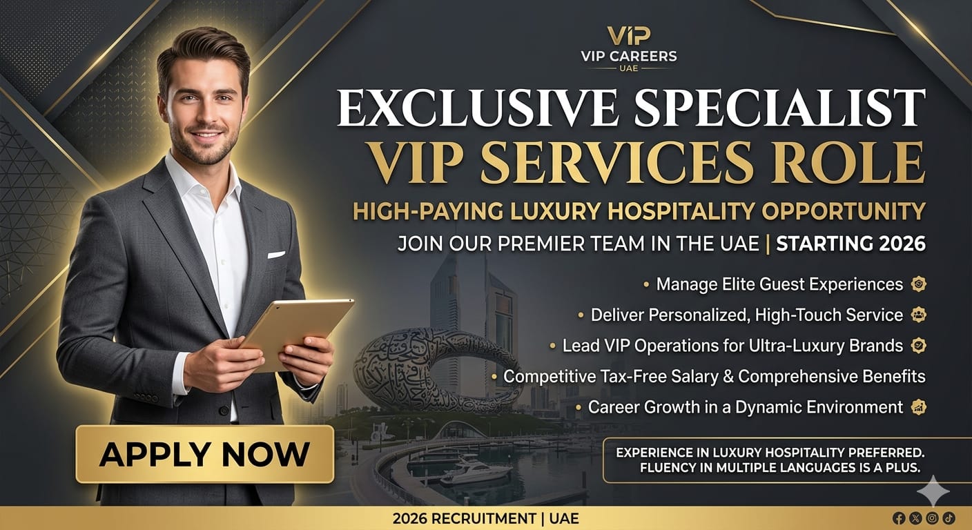 Exclusive Specialist VIP Services Job UAE 2026 – High-Paying Luxury Hospitality Role