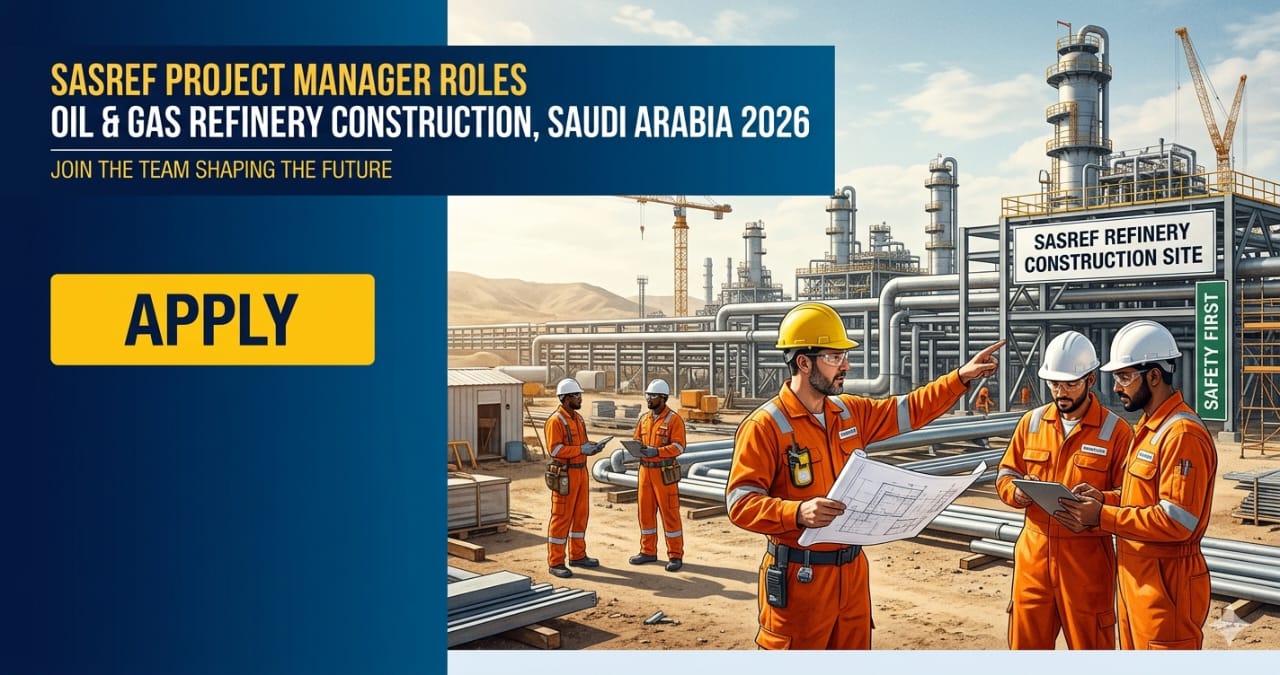 Project Manager Oil & Gas Refinery Construction Saudi Arabia 2026 | SASREF Refinery Careers
