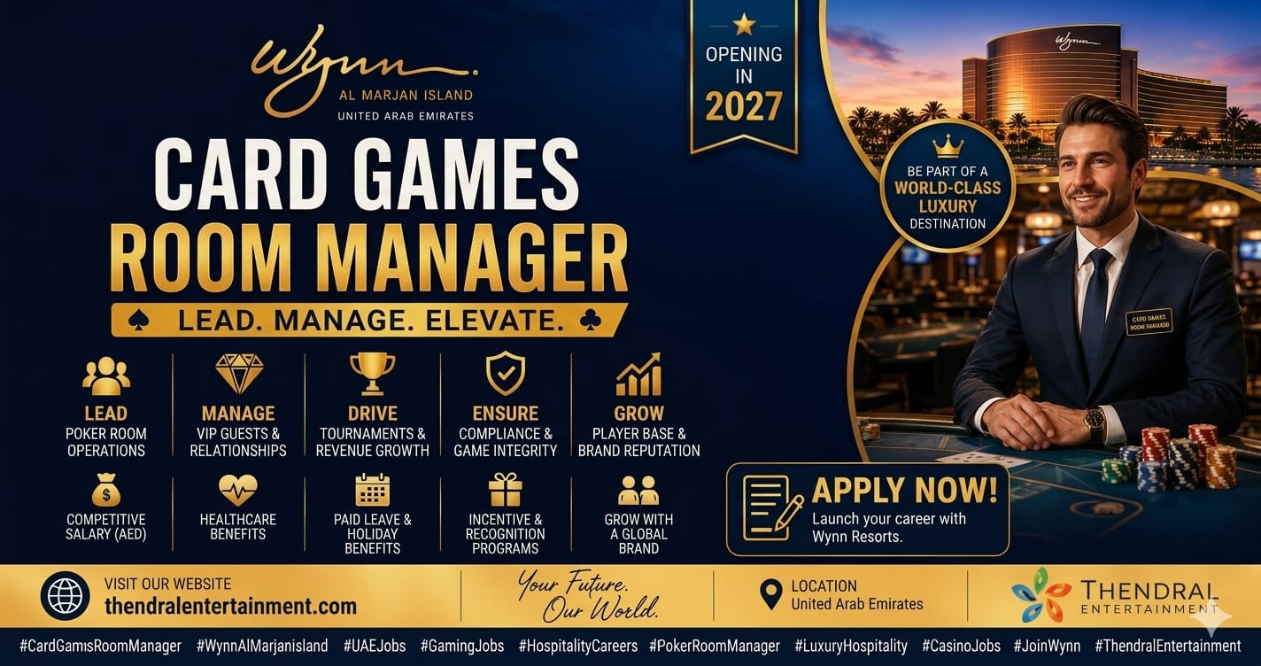 Powerful Card Games Room Manager UAE 2026 | Wynn Al Marjan Island Careers