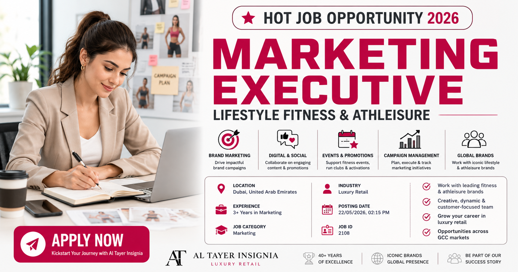 Marketing Executive Lifestyle Fitness Athleisure UAE 2026 | Luxury Retail Careers
