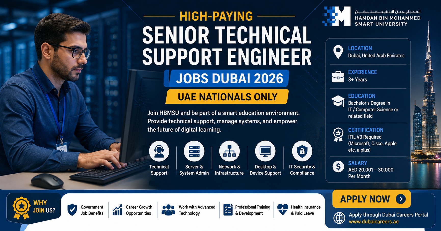 Powerful High-Paying Senior Technical Support Engineer Jobs Dubai 2026 | HBMSU Careers UAE