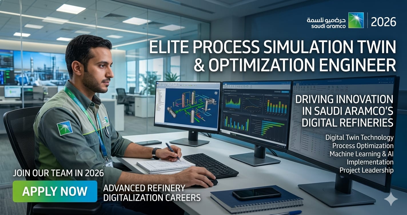 Elite Process Simulation Twin & Optimization Engineer Saudi Aramco 2026 | Advanced Refinery Digitalization Career