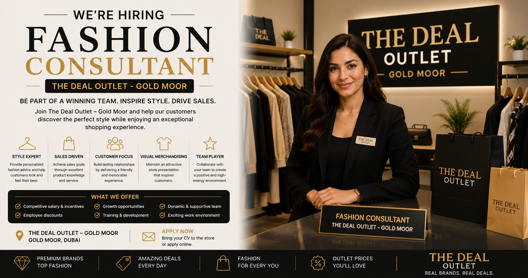 The Deal Outlet – Fashion Consultant – Gold Moor