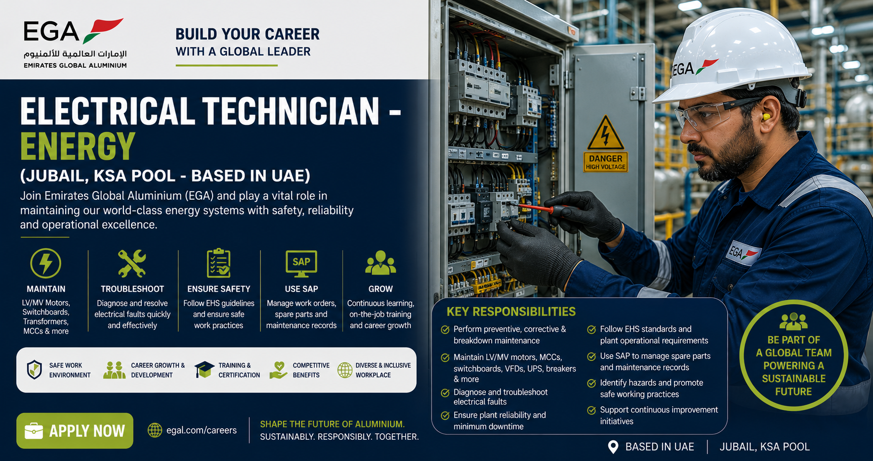 Electrical Technician – Energy (Jubail, KSA Pool – Based in UAE)