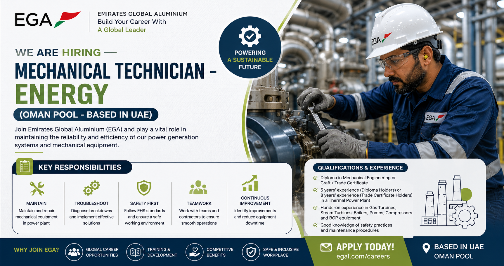Mechanical Technician – Energy (Oman Pool – Based in UAE)