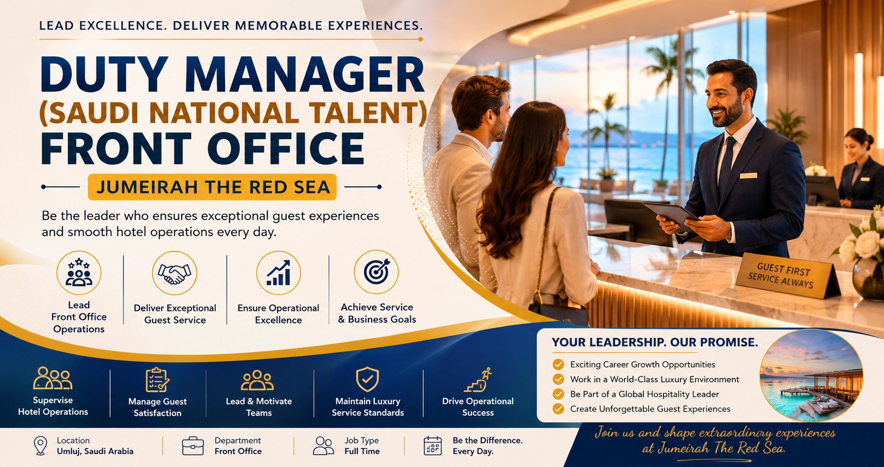 Duty Manager (Saudi National Talent) – Front Office – Jumeirah The Red Sea