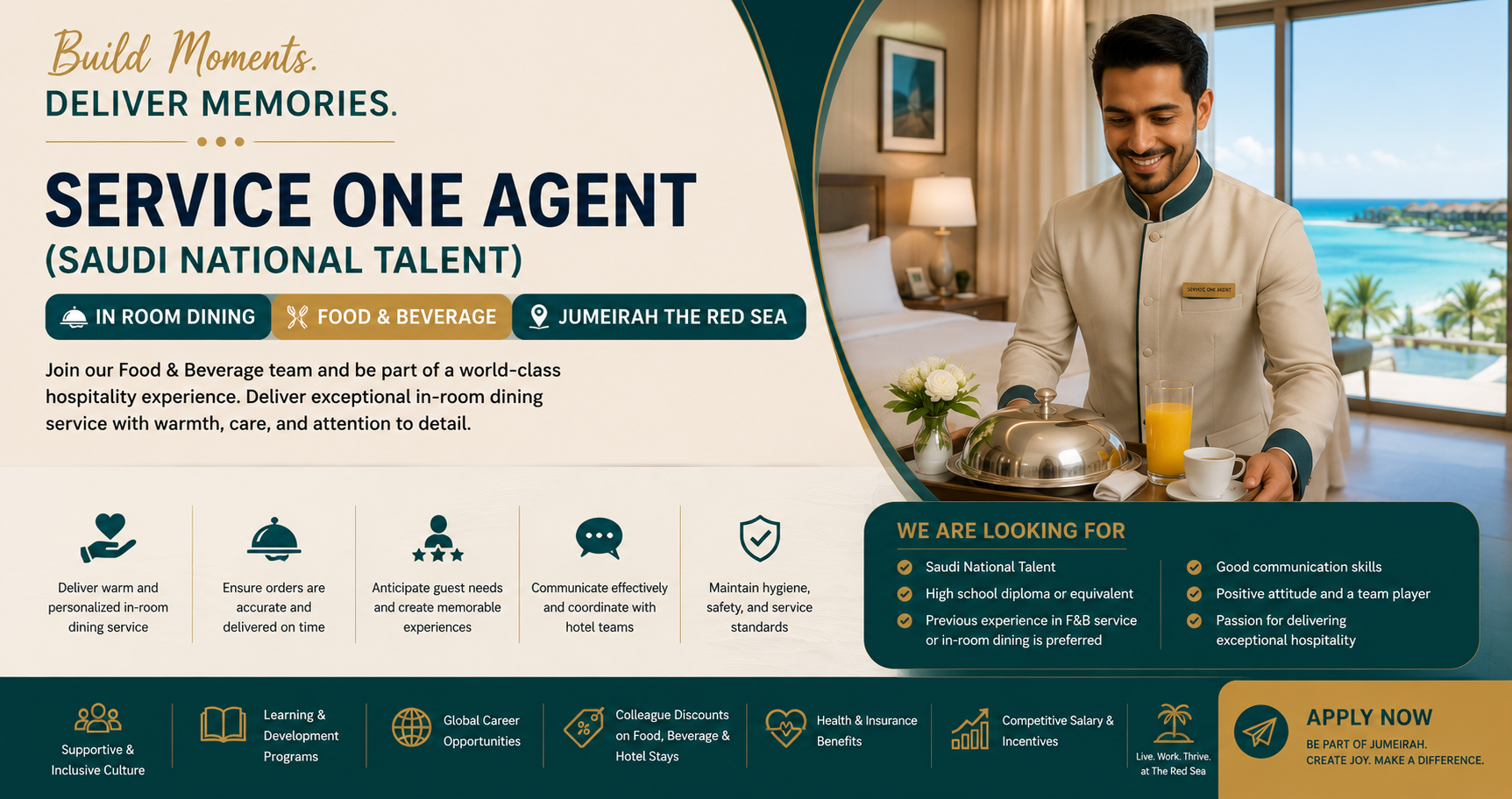 Service One Agent (Saudi National Talent) – In Room Dining – Food & Beverage – Jumeirah The Red Sea