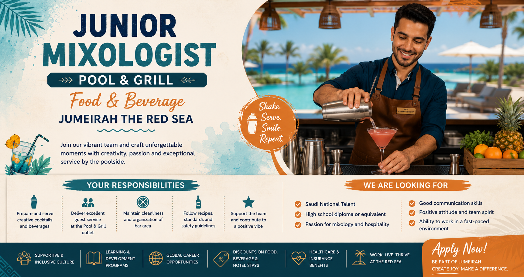Junior Mixologist – Pool & Grill – Food & Beverage – Jumeirah The Red Sea