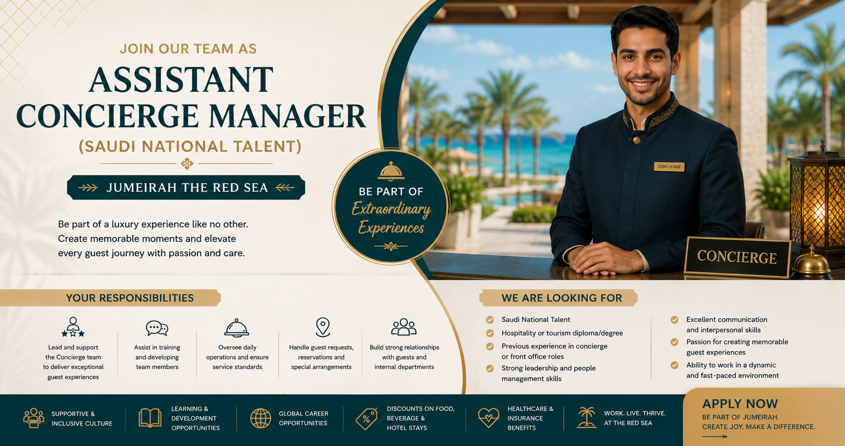 Assistant Concierge Manager (Saudi National Talent) – Jumeirah The Red Sea