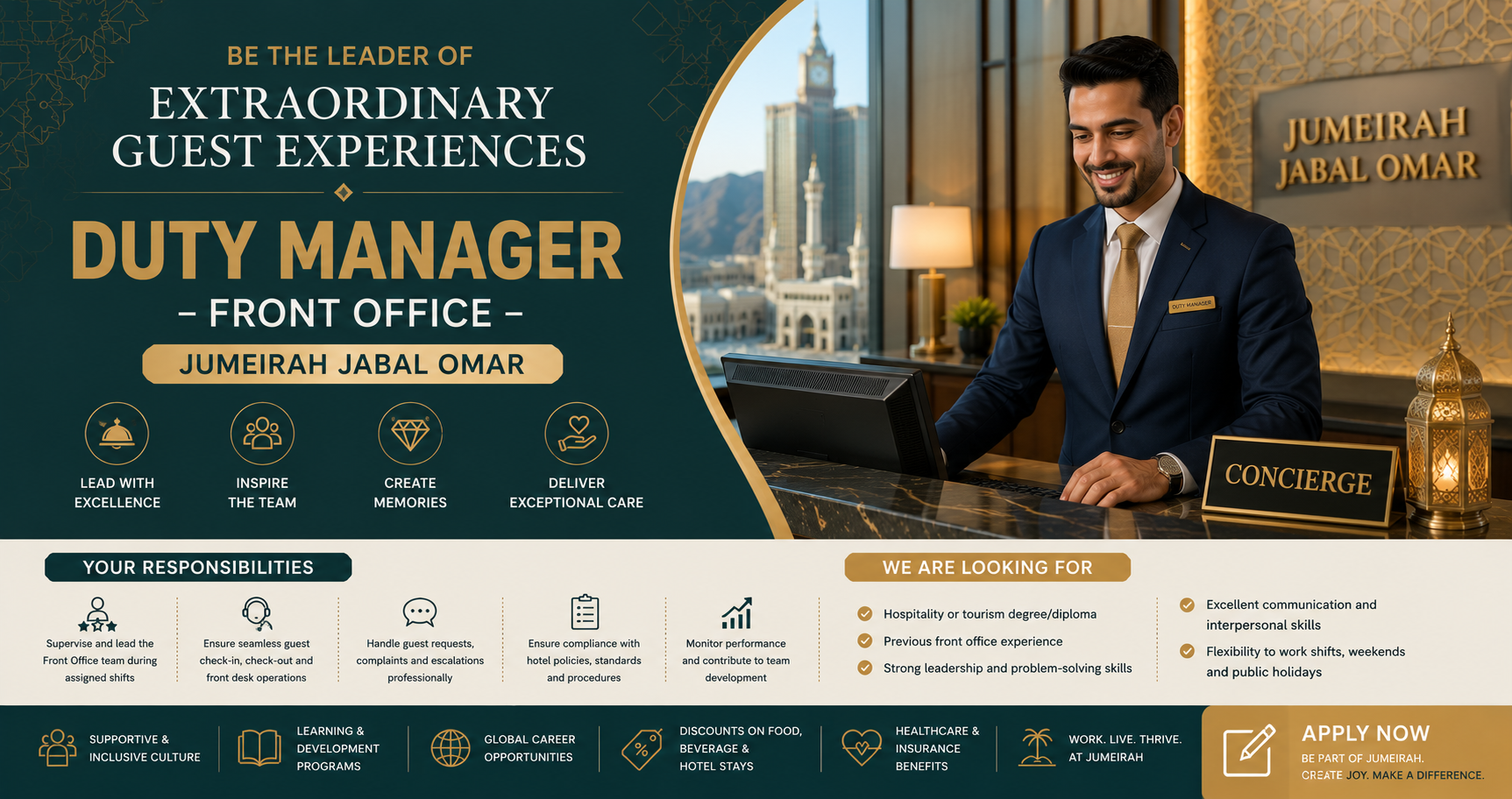 Duty Manager – Front Office – Jumeirah Jabal Omar