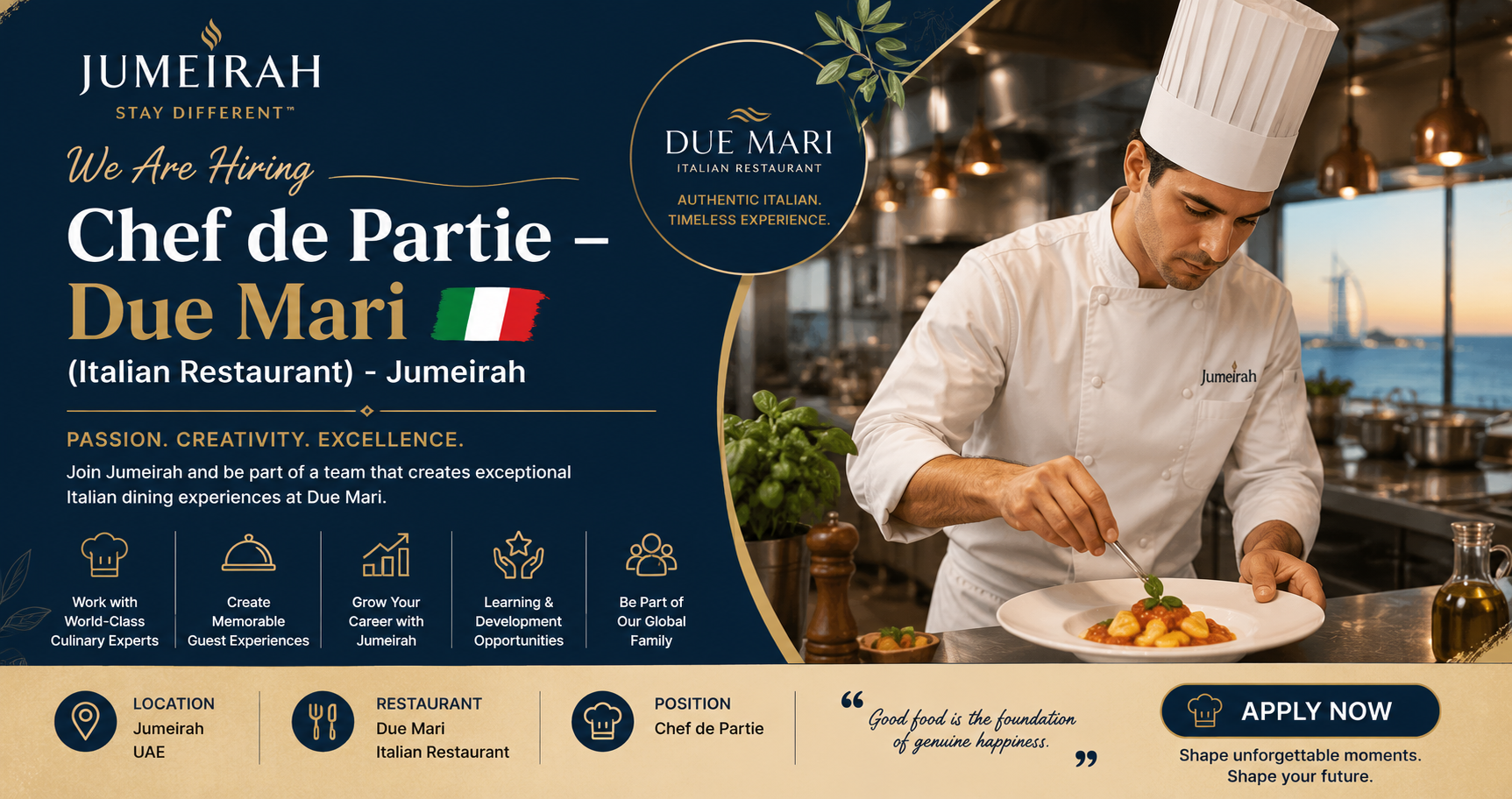 Chef de Partie – Due Mari (Italian Restaurant) – Jumeirah