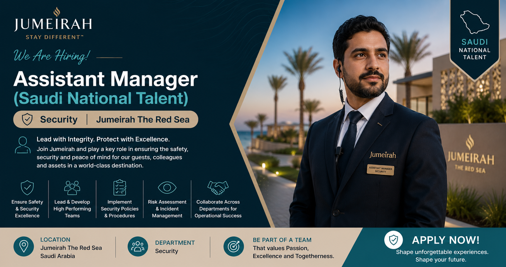 Assistant Manager (Saudi National Talent) – Security – Jumeirah The Red Sea