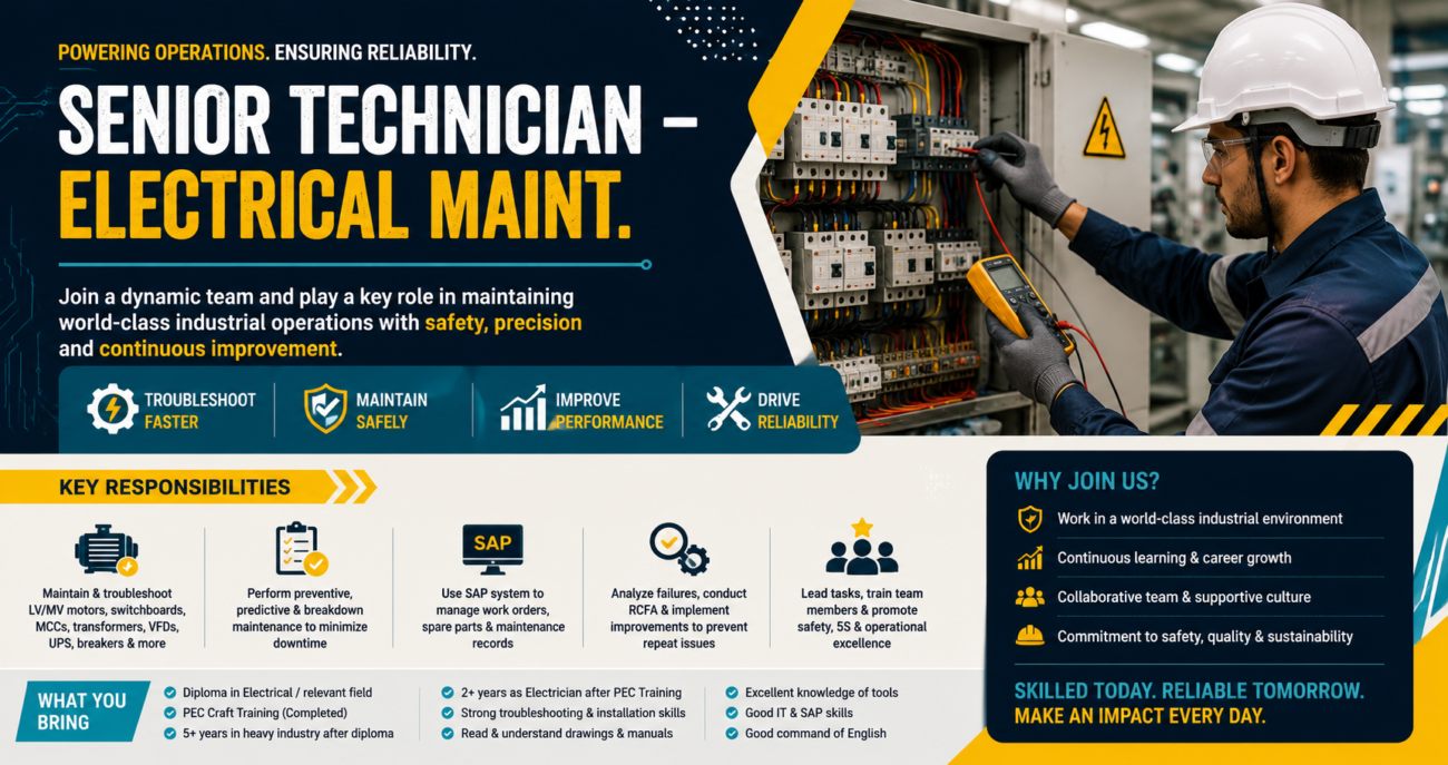Senior Technician – Electrical Maint.