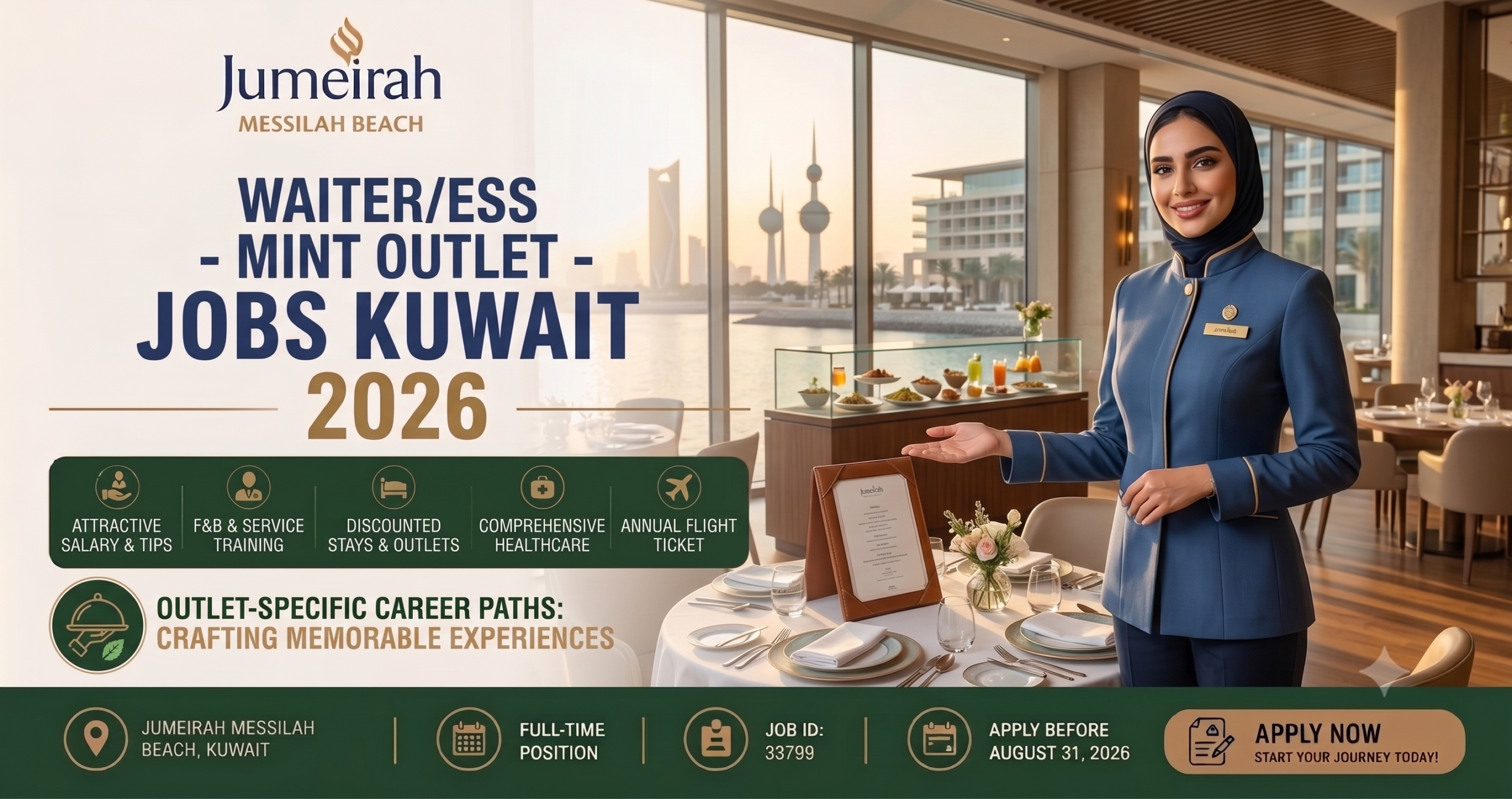 Waiter/ess – Mint Outlet – Jumeirah Messilah Beach