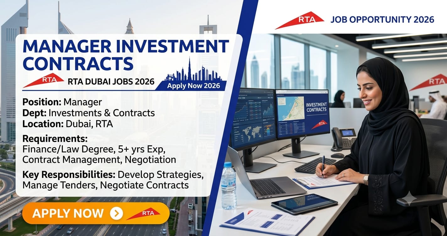 Top Manager Investment Contracts RTA Dubai Jobs 2026